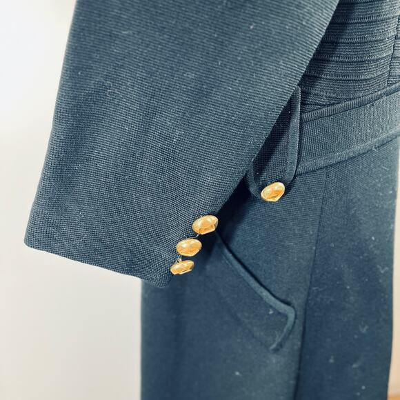 Vintage Palio Wool Maxi Dress Black Long Sleeve Coat - Picture 6 of 9